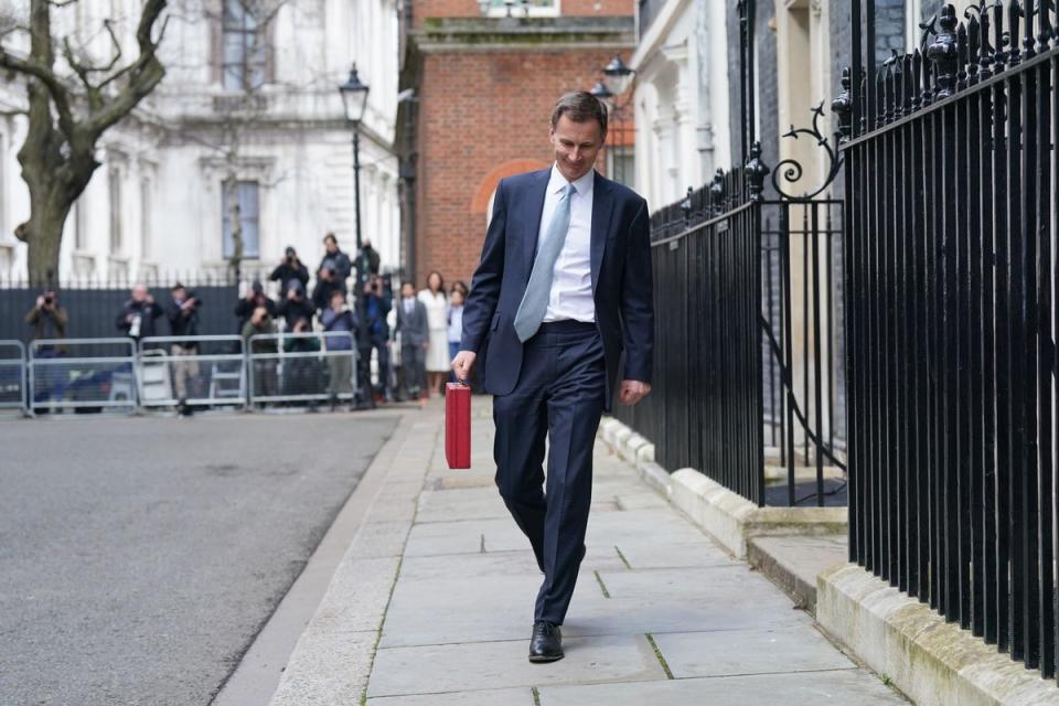 Chancellor of the Exchequer Jeremy Hunt leaves 11 Downing Street, London, with his ministerial box (Stefan Rousseau / PA Wire)