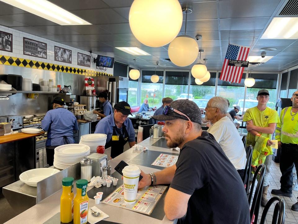 Hey, you gotta eat, even during a hurricane. This was the scene Wednesday morning (Aug. 30, 2023) at Waffle House, 4611 SE Maricamp Road, Ocala, Florida.