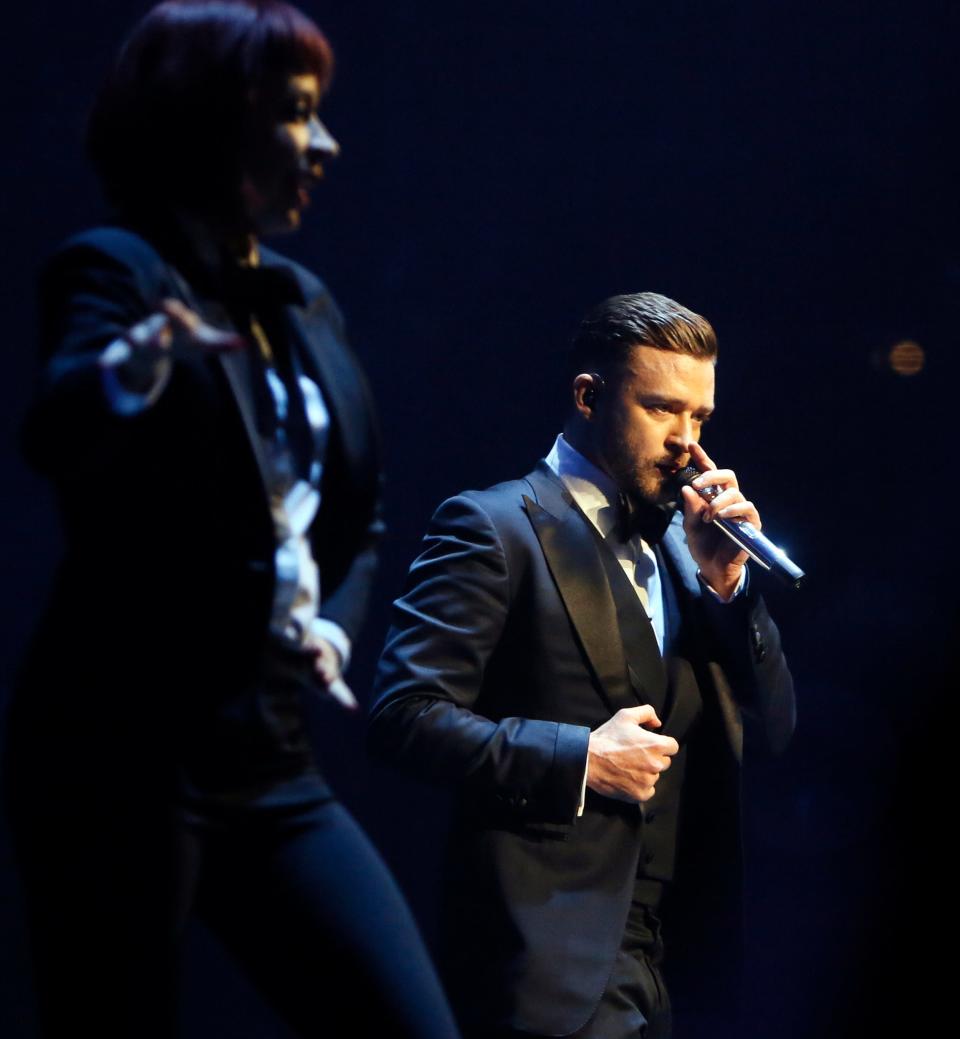 Justin Timberlake performs at Nationwide Arena in Columbus on November 16, 2013.