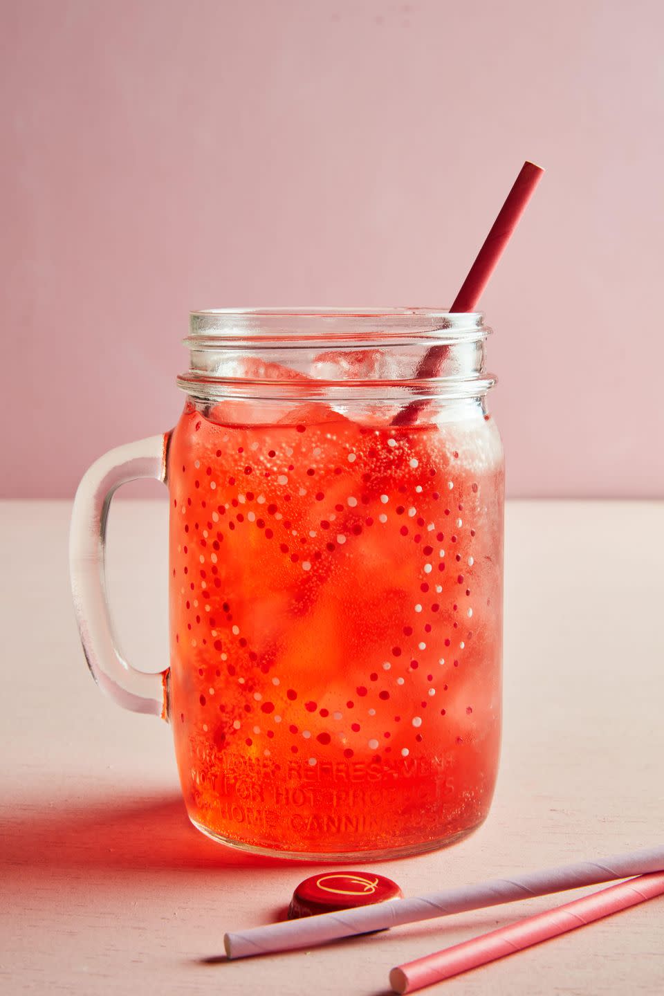 Handled Glass Mug Decorated with a Dot Heart