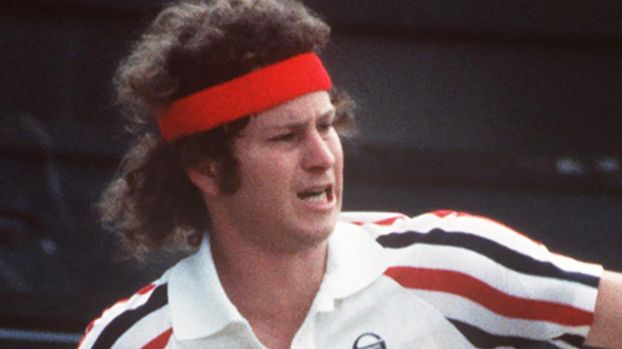 Joshn McEnroe knocked Australian challenger Tony Rocavert out of Wimbledon in 1980, unaware their match had been a career defining moment for Rocavert. Picture: Allsport Hulton/Archive/Getty Images