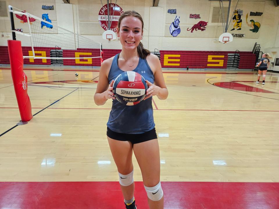 West Valley senior outside hitter Shelbie Rogers delivers power and can also play setter during the defense to offense transition.