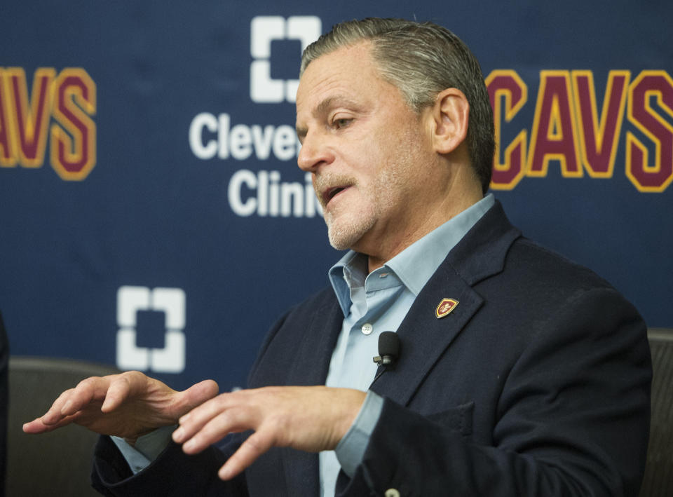 Cavaliers owner Dan Gilbert discusses Kyrie Irving’s trade request last month. (AP)