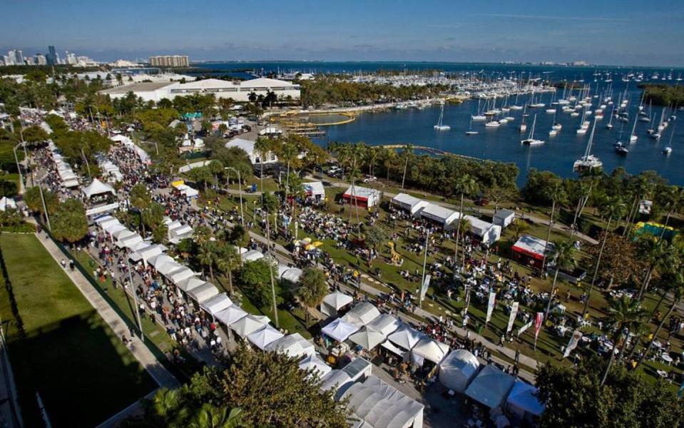 A aerial shot of the Coconut Grove Arts Festival. The festival celebrates its 60th anniversary from Feb. 17 to 19. Courtesy of CGAF