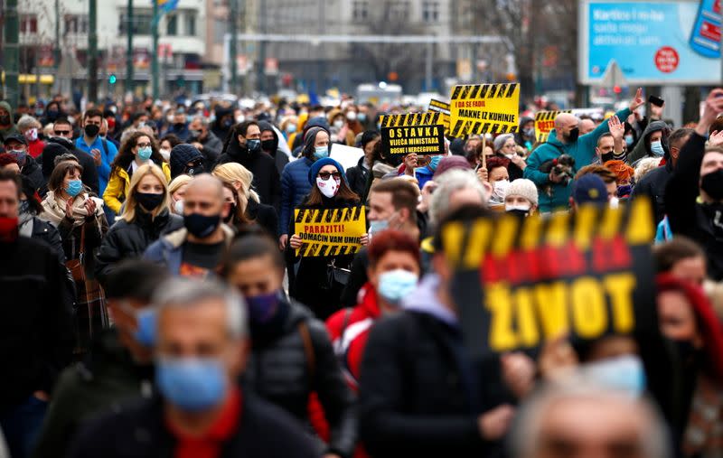 Protest urging government to obtain COVID-19 vaccines in Sarajevo