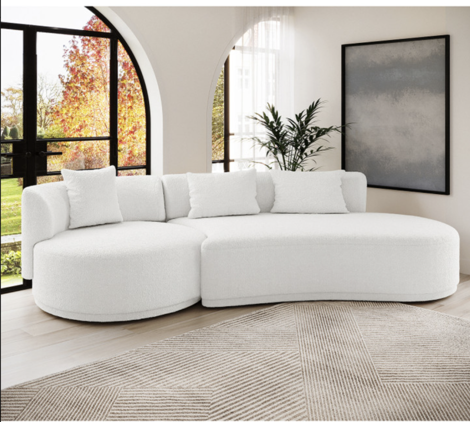 uxo Living's Lyana 4 seater sofa in boucle white