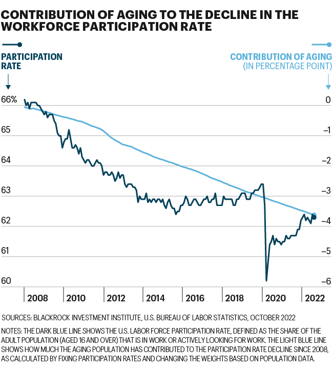 Chart shows age labor force participation rate