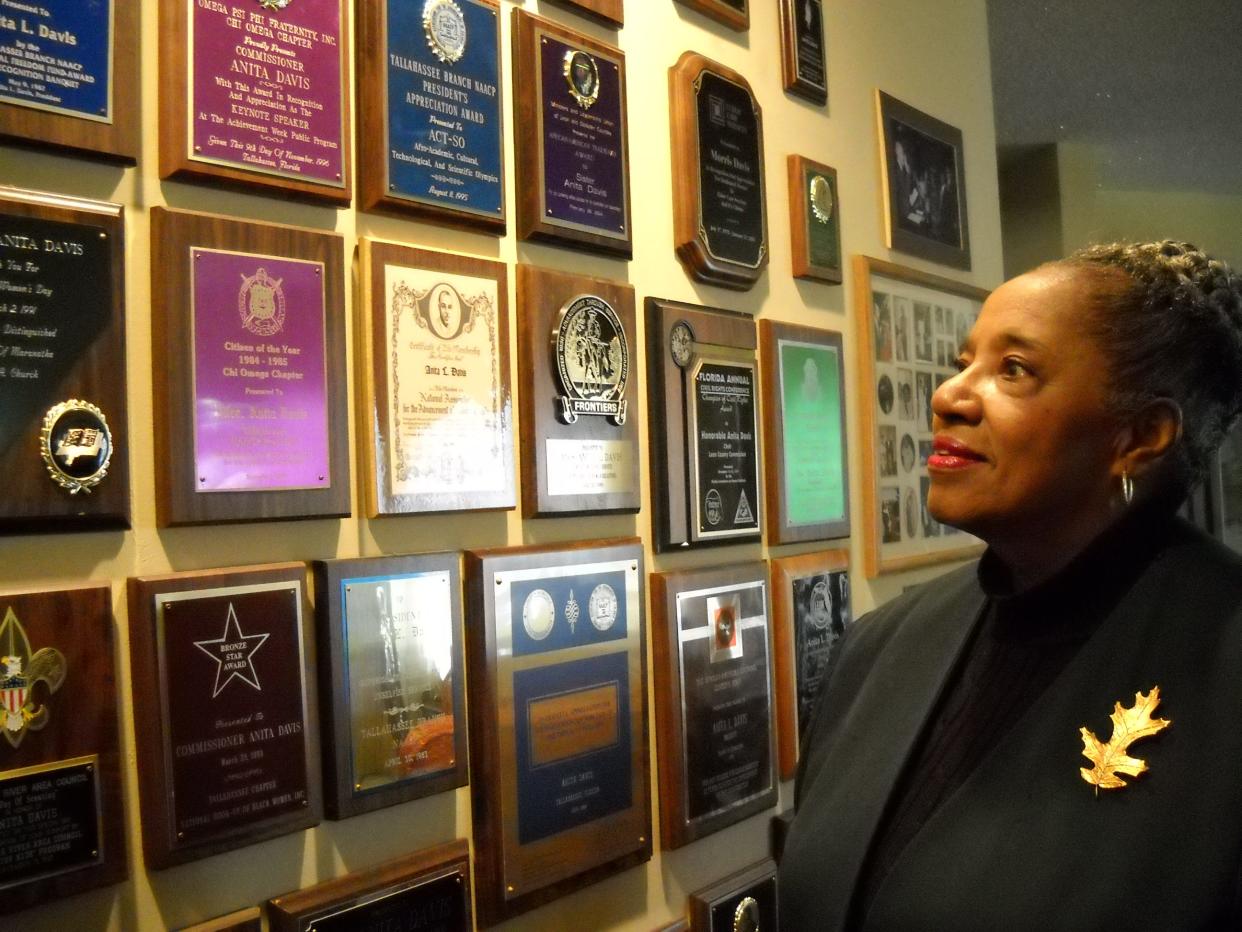 Feb. 15, 2011: Anita Davis at her south side home, where some of the dozens of awards she's won fill a wall. Davis, a Leon County Commissioner from 1990-1996, has been active in civil rights and politics for most of her 74 years. She passed away in 2021.