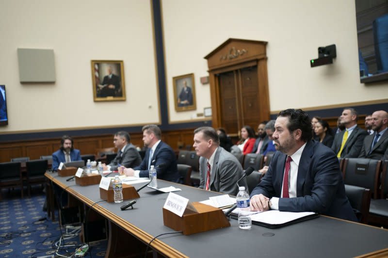 Director of the Immigrants' Rights Project at the American Civil Liberties Union (ACLU) Omar Jadwat, First Assistant Attorney General of Texas Brent Webster, Director of Litigation at the Immigration Reform Law Institute Christopher Hajec and Former Arizona Attorney General Mark Brnovich look on Tuesday during a House Judiciary Subcommittee on the Constitution and Limited Government hearing on the southern border at the U.S. Capitol. Photo by Bonnie Cash/UPI