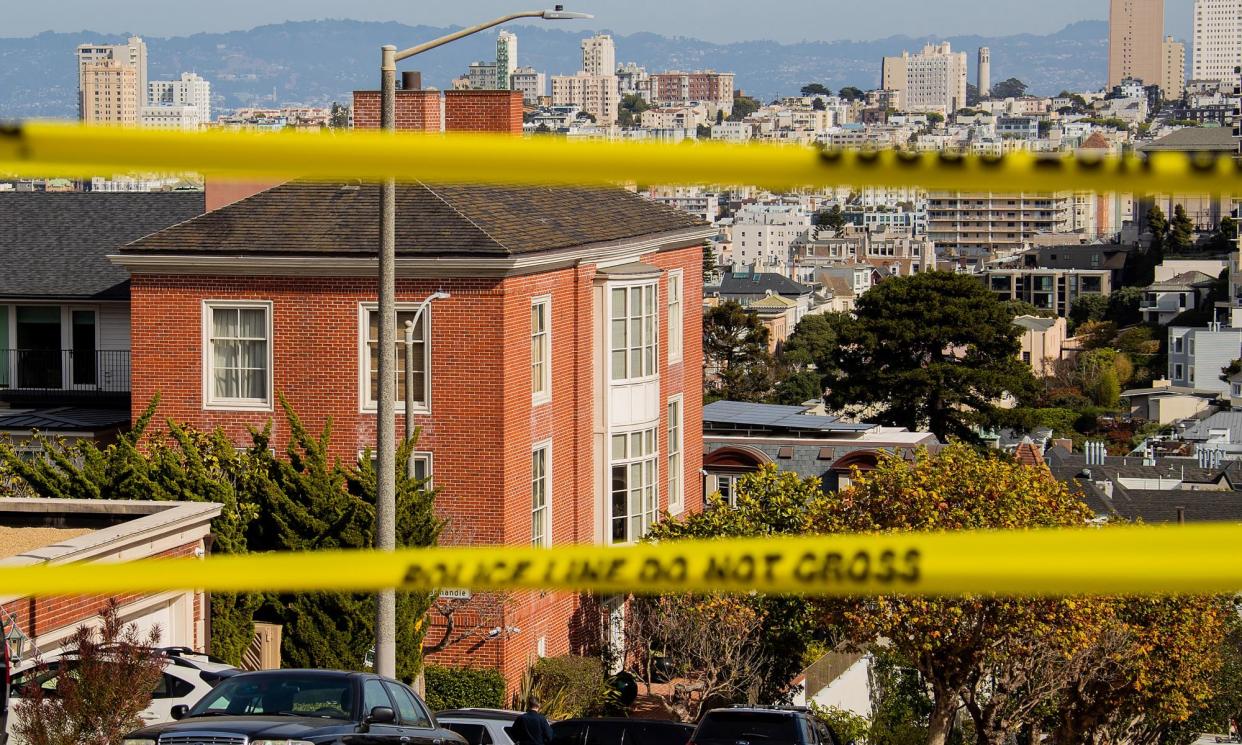 <span>The Pelosi home in San Francisco, California, on 28 October 2022.</span><span>Photograph: Arthur Dong/EPA</span>