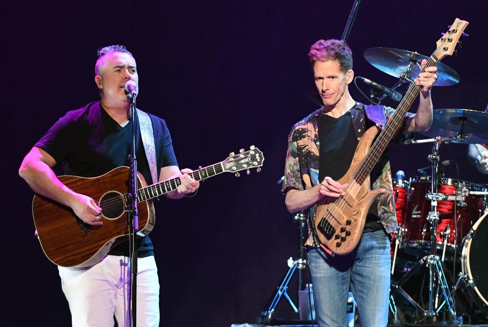 Barenaked Ladies frontman Ed Robertson, left, and bassist Jim Creeggan perform at T-Mobile Arena in Las Vegas on June 22, 2019. The Barenaked Ladies kicks off the Last Summer on Earth tour in St. Augustine on June 3.