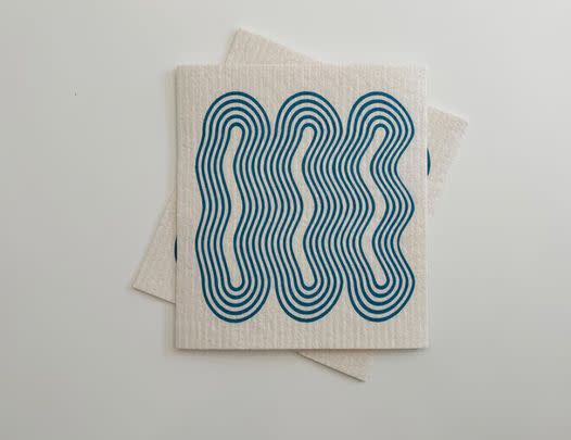 A two-pack of geometric Swedish dishcloths