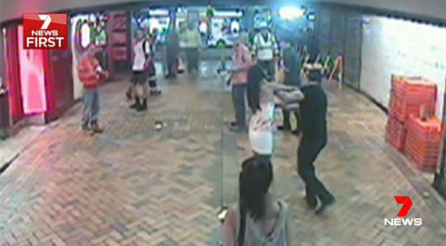 CCTV shows Estabillo hit McFadyen. Image: 7news