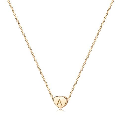 7) Tiny Gold Initial Heart Necklace