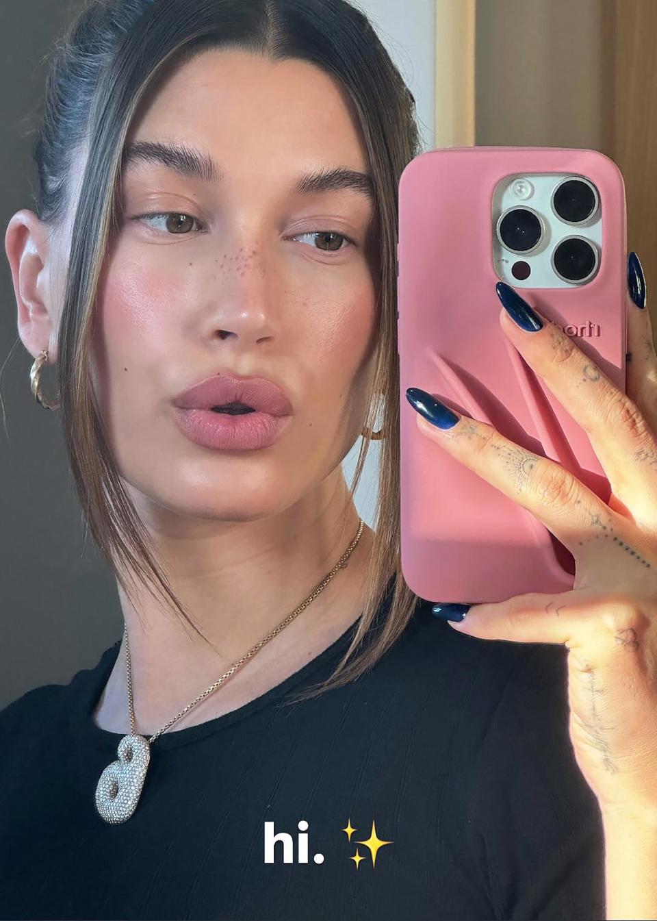 Hailey Bieber shows off her dewy skin after giving birth to Jack