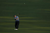 Ian Woosnam hits from the fairway on the second hole during the first round of the Masters golf tournament on Thursday, April 8, 2021, in Augusta, Ga. (AP Photo/David J. Phillip)