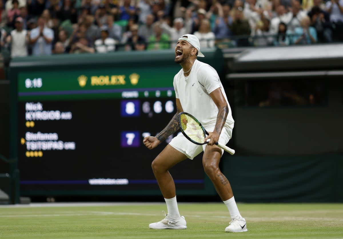 Nick Kyrgios celebrates his victory (Steven Paston/PA) (PA Wire)