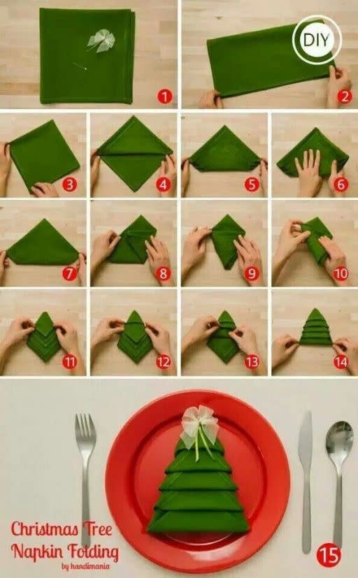 Christmas Tree Napkin Folding Idea