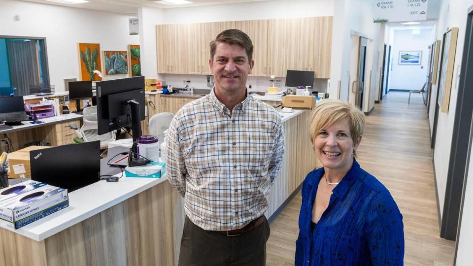 Dr. Erik Richardson, D.O., and Dr. Elaine Davison, M.D. get ready to open their private practice after practicing medicine at Saltzer Health.