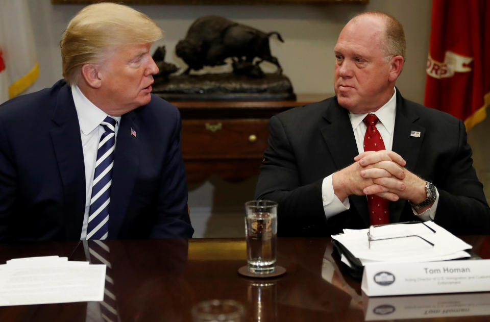 Thomas Homan (right), the acting director of Immigration and Customs Enforcement, outlined the agency's policy change in a Dec. 14 directive. (Photo: Leah Millis/Reuters)