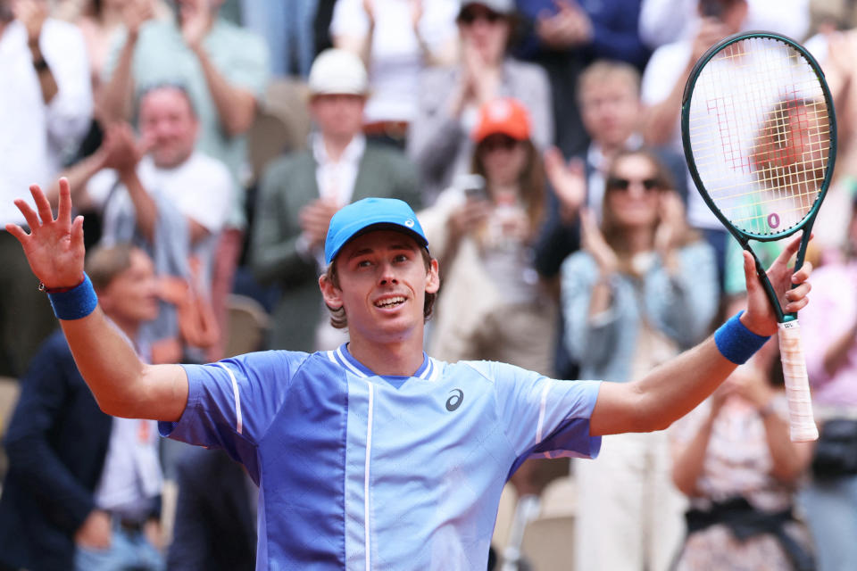 Alex de Minaur, pictured here after beating Daniil Medvedev at the French Open.