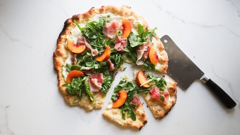 Nectarine ricotta salad pizza