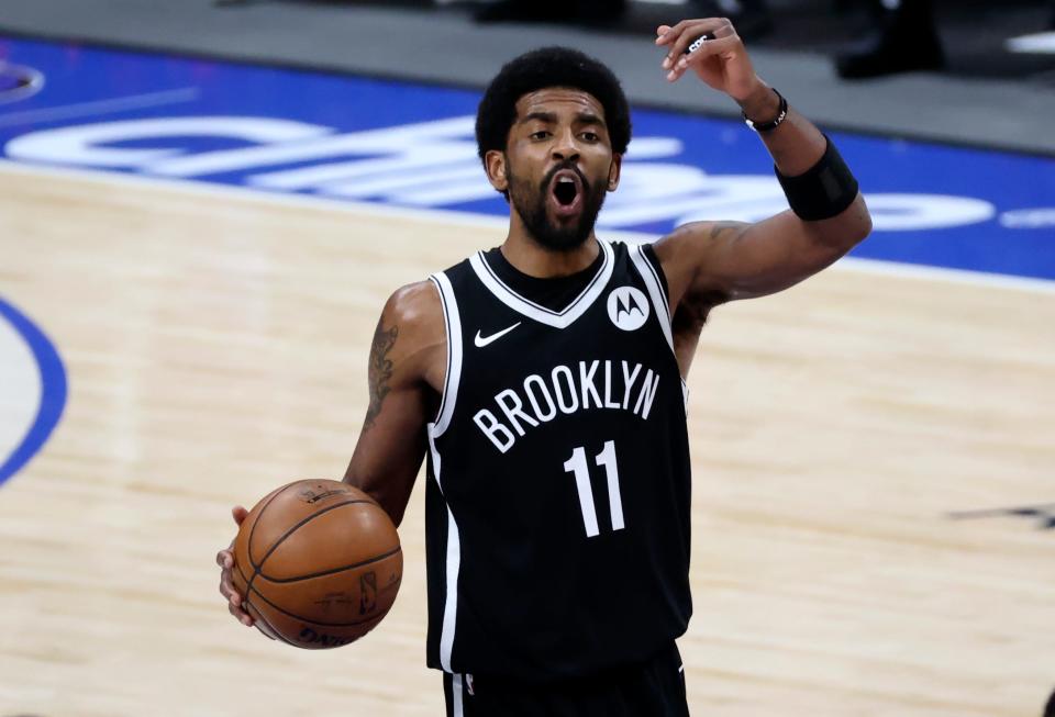 Nets guard Kyrie Irving returns to Boston for Game 3 of the first round.