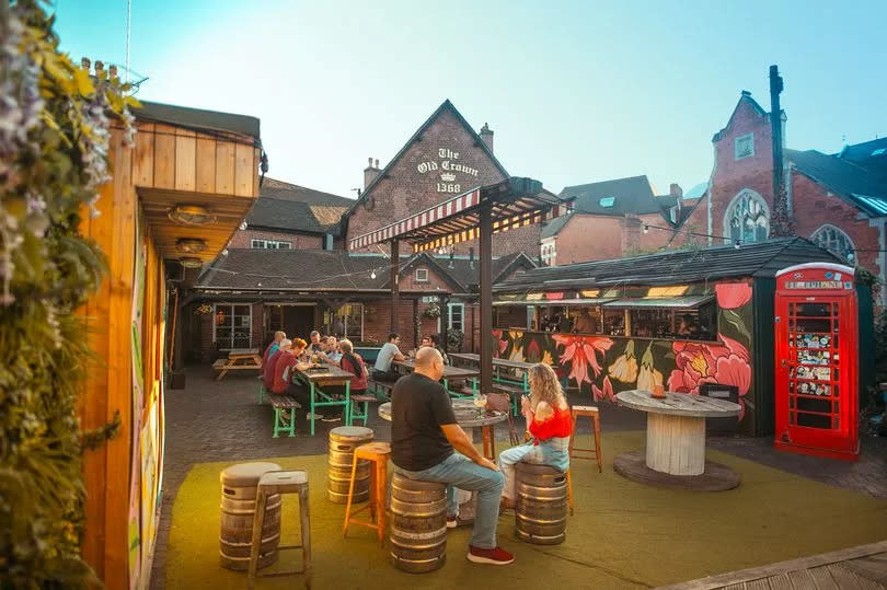 The beer garden of Birmingham's oldest pub - The Old Crown is 652 years old and dates back to 1368. It is introducing an app so that people who have prebooked to visit can order drinks and food from their tables in one of two zones. It will reopen on July 4, 2020.
Picture by Monica Martini - loaded by Gaham Young, Birmingham Mail on June 26, 2020 after being sent in by Alex from Bread Birmingham