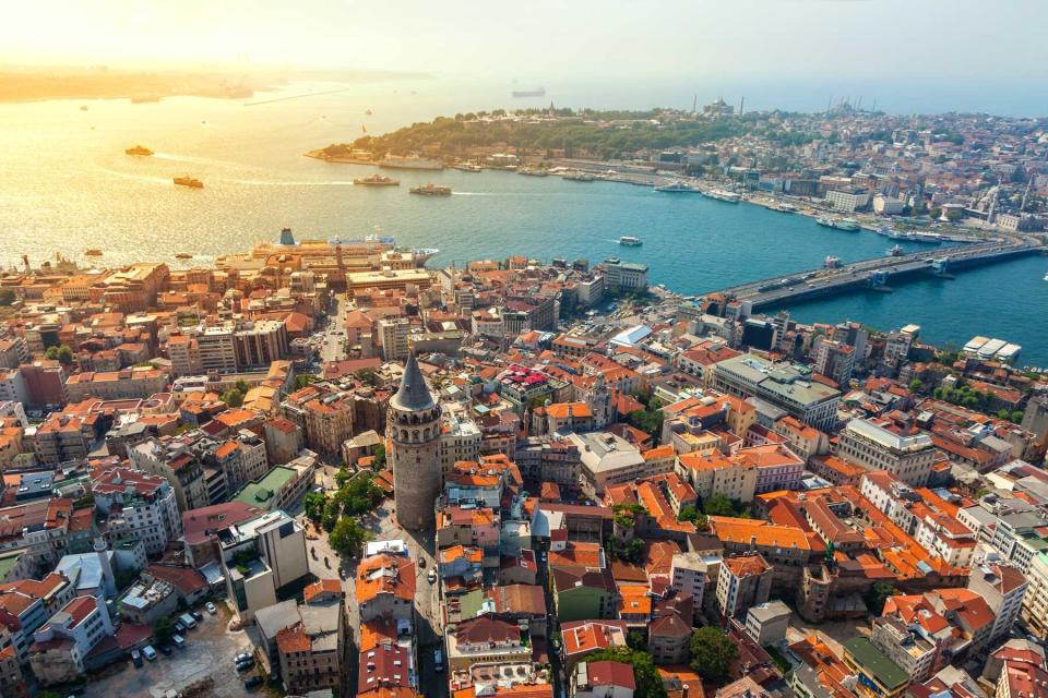 Aerial view of city and river in Istanbul, Turkey, voted one of the best cities in the world