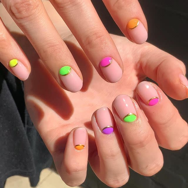 neon french nails