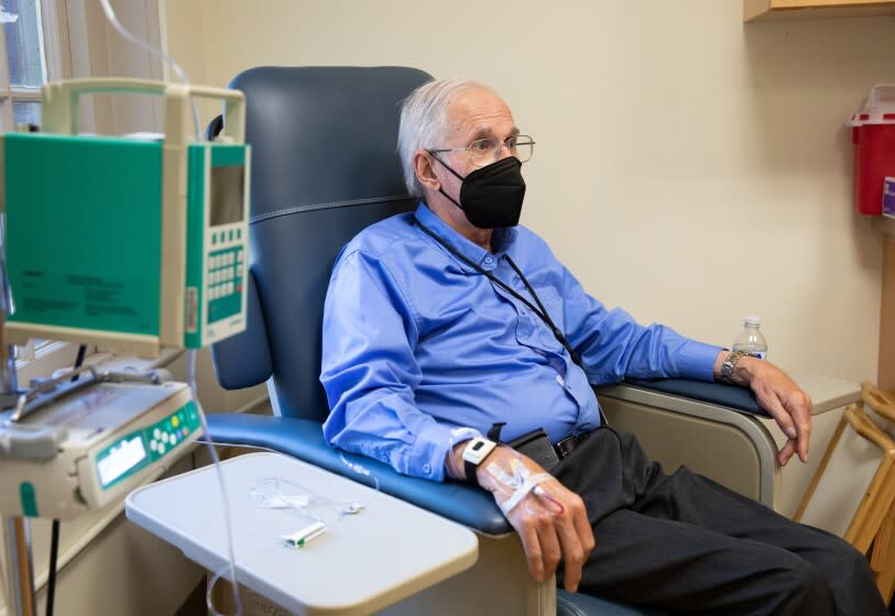 FILE -- Henry Magendantz, a patient in the aducanumab trial, after an infusion in Providence, R.I., May 28, 2021. He has been receiving infusions since 2014, and his wife believes it slowed his decline enough to allow him to help choose an assisted-living facility, where he lives now. (Kayana Szymczak/The New York Times)