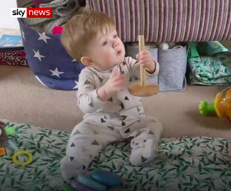 Nine-month-old Cassius Coates has been diagnosed with coronavirus. (Sky News)