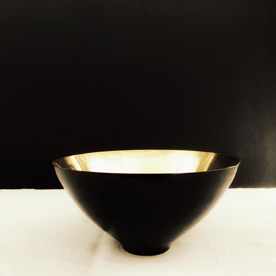 29) Enamel and Brass-Plated Bowl