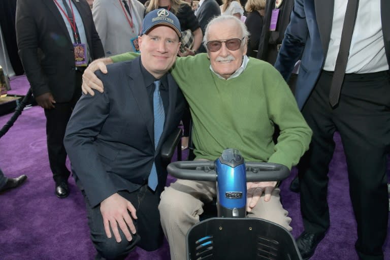 Marvel Studios president Kevin Feige (L) and Lee