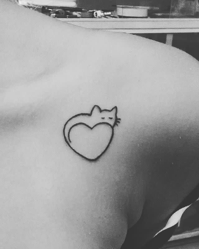 14) Cat-Heart Tattoo