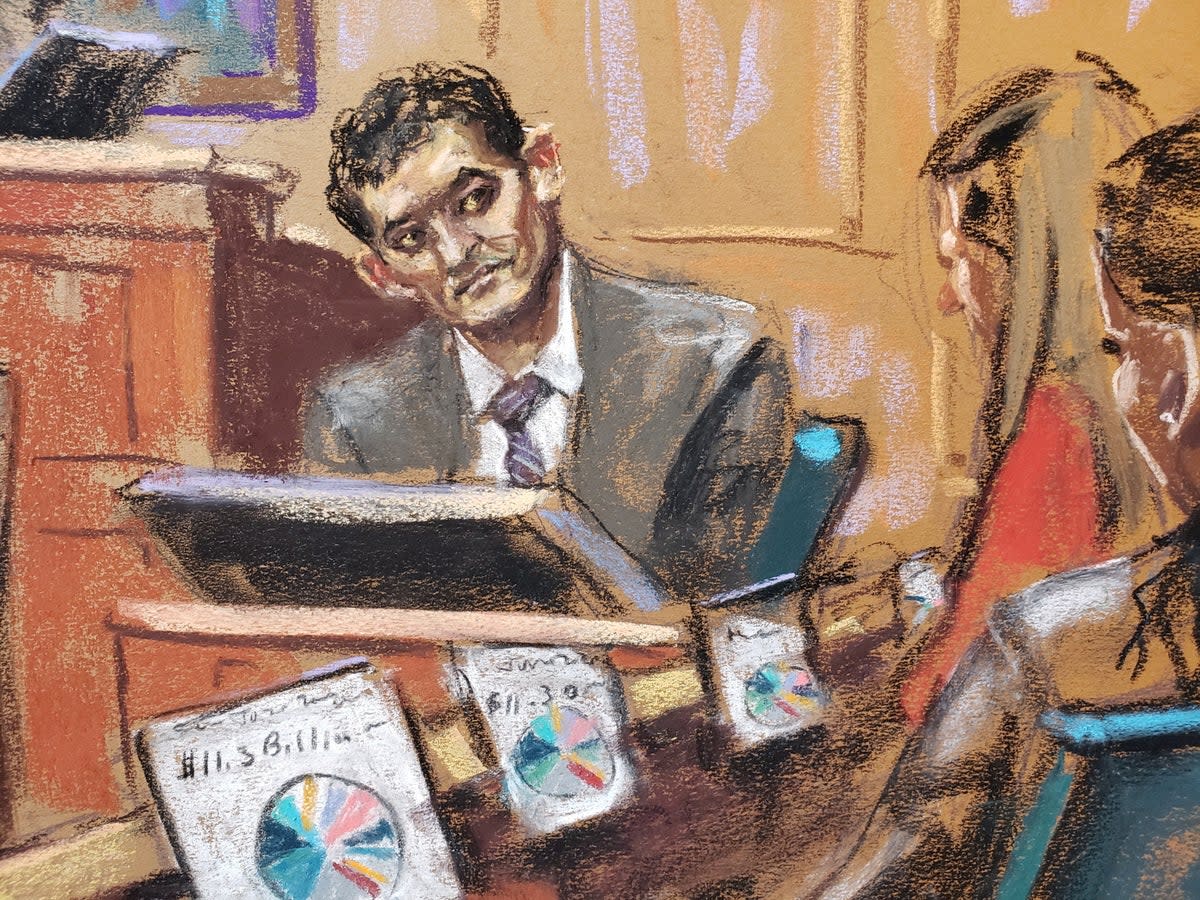 FTX founder Sam Bankman-Fried is questioned by prosecutor Danielle Sassoon (not seen) during his fraud trial over the collapse of the bankrupt cryptocurrency exchange at federal court in New York City, U.S., October 31, 2023 in this courtroom sketch (REUTERS)