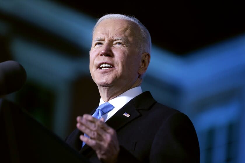 President Joe Biden delivers a speech about the Russian invasion of Ukraine, at the Royal Castle, Saturday