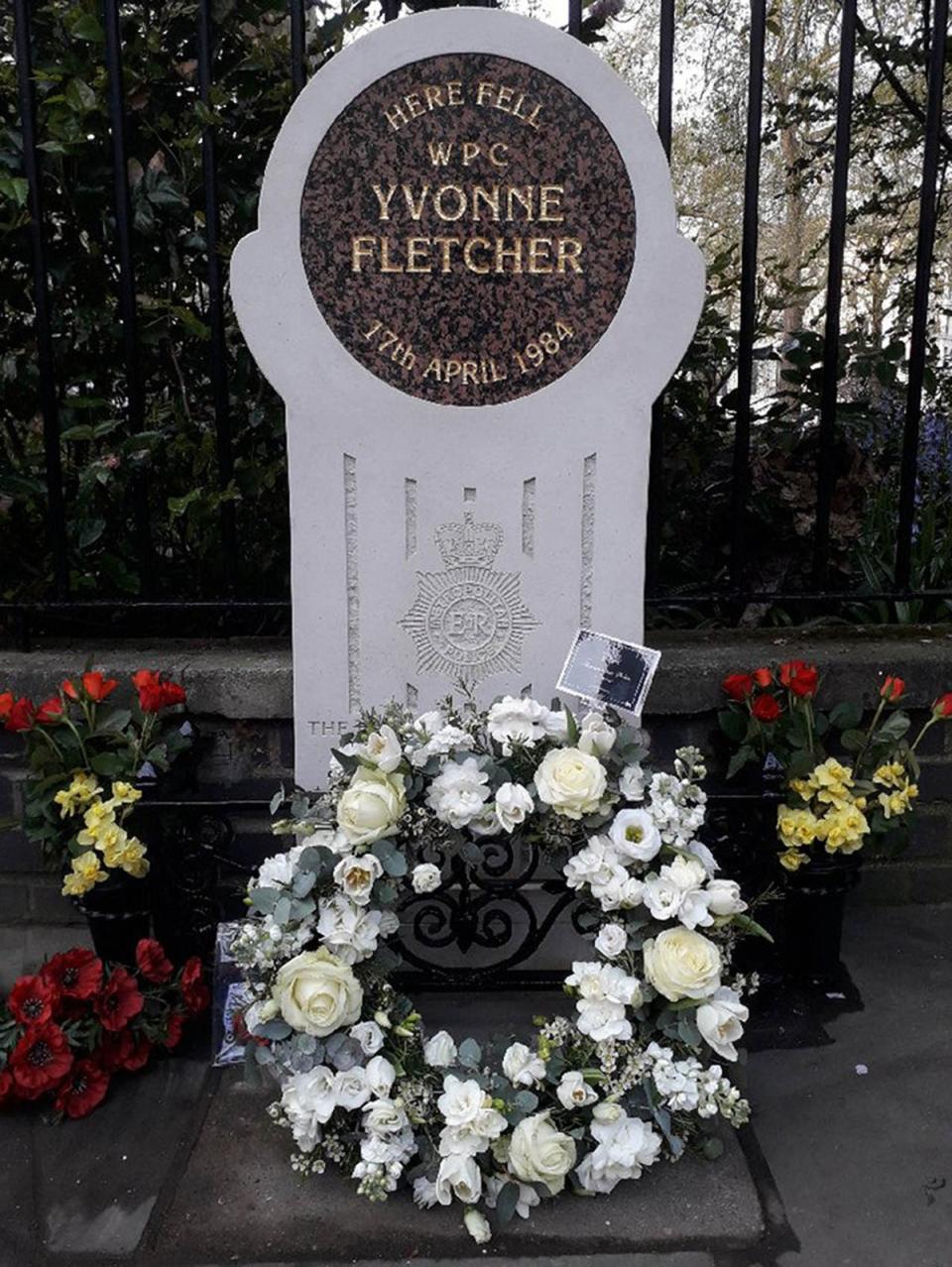 The memorial to Yvonne Fletcher in St James’s Square, London (Metropolitan Police/PA) (PA Media)
