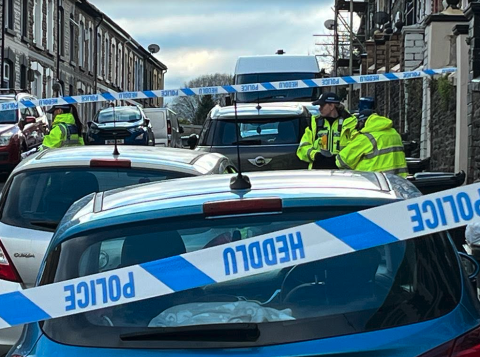 Police attend the scene in Aberfan, Wales. (Reach)