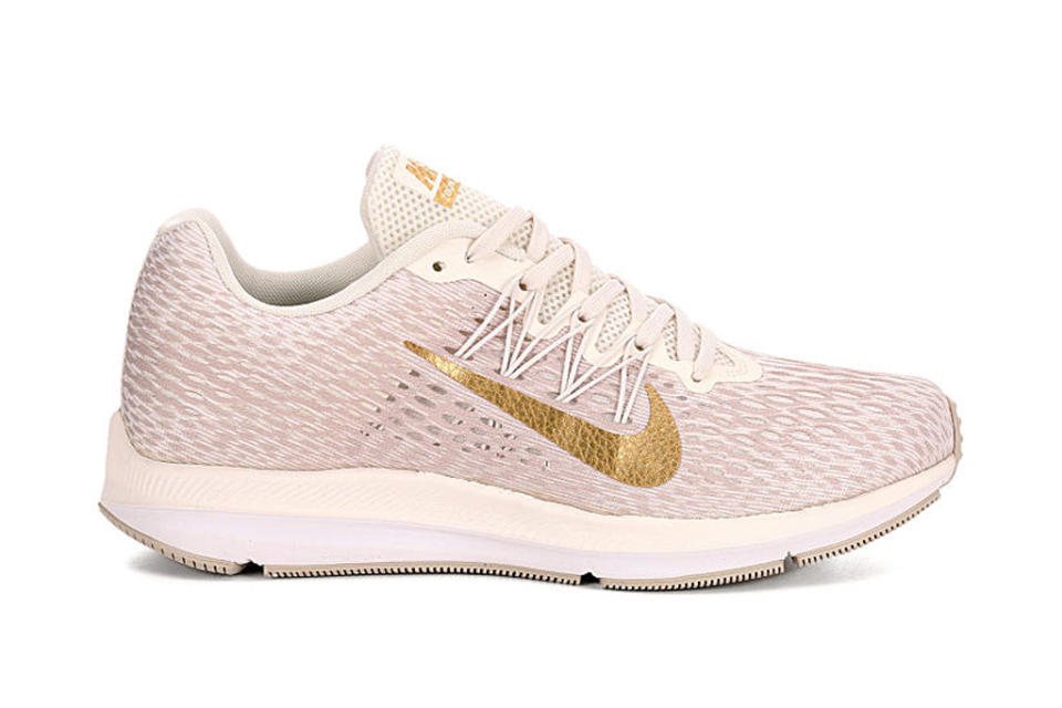nike, pink, gold, white, sneakers
