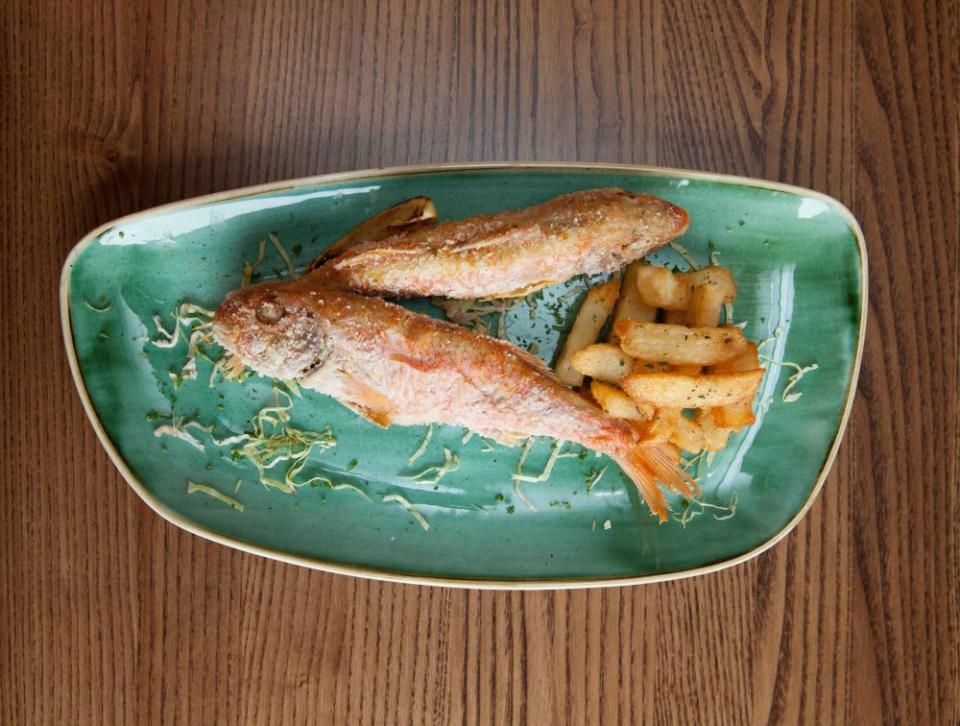 Melusine’s red mullet and chips.