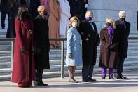 <p>Three of the five living past presidents — Barack Obama, George W. Bush and Bill Clinton — join their wives as new President and Vice President Joe Biden and Kamala Harris lay a wreath at the Tomb of the Unknown Soldier at Virginia's Arlington National Cemetery following the 2021 inauguration. </p> <p>Outgoing President Donald Trump chose to skip the 2021 inauguration festivities, and President Jimmy Carter and his wife Rosalynn stayed home given concerns around the COVID-19 pandemic.</p>