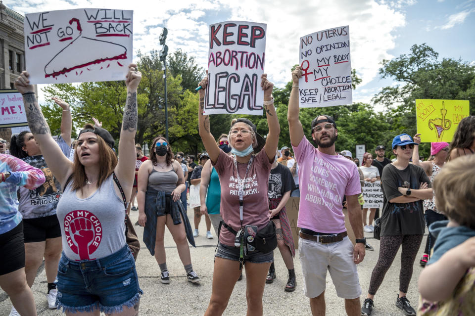 Image: Protestors Rally Against Restrictive New Texas Abortion Law In Austin (Sergio Flores / Getty Images file)