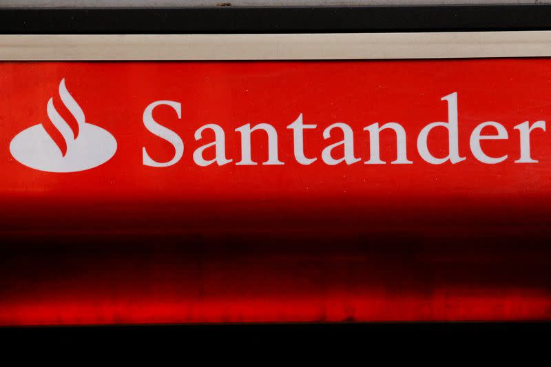 FILE PHOTO: Signage for Santander bank in London