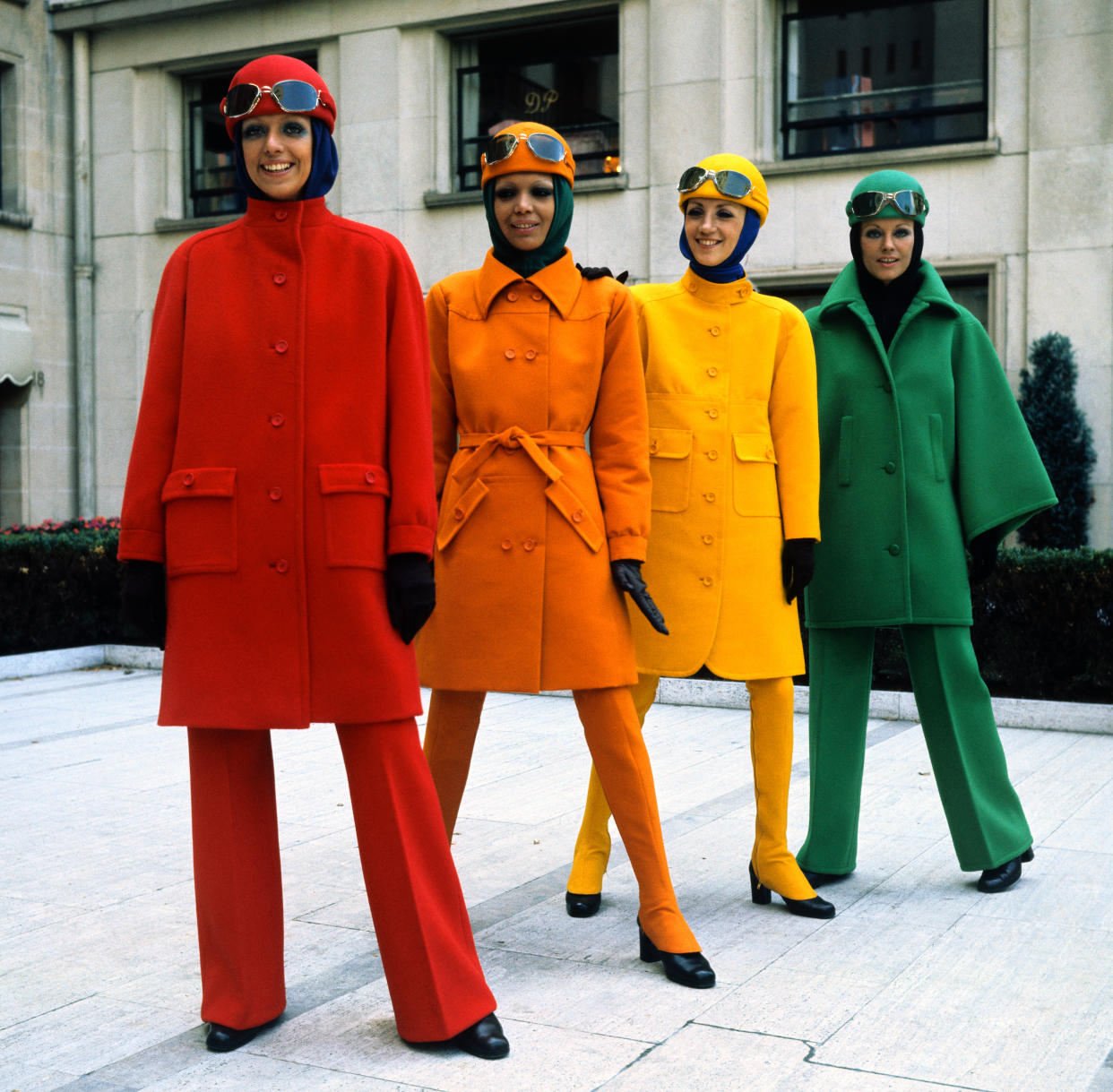  70s trends rainbow suits. 