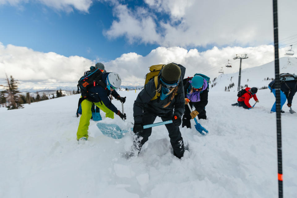 Students practice shoveling in Parker's SafeAs course.<p>Red Bull Content Pool</p>
