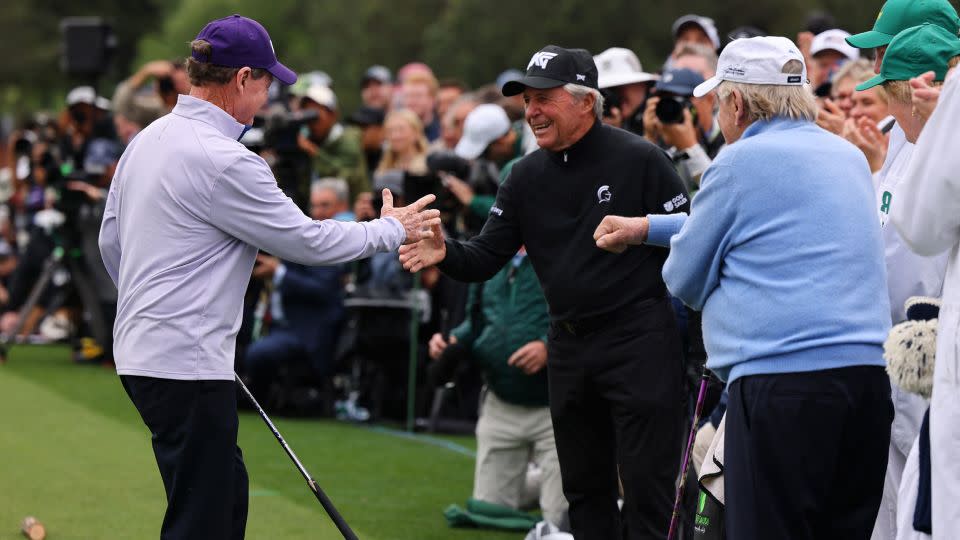 Watson, Player and Nicklaus (left to right) drew huge crowds. - Mike Blake/Reuters