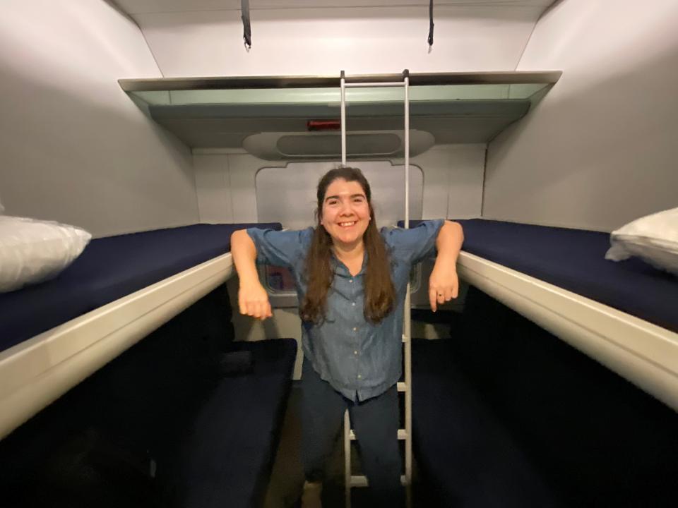 The writer in the bunk-bed sleeper train