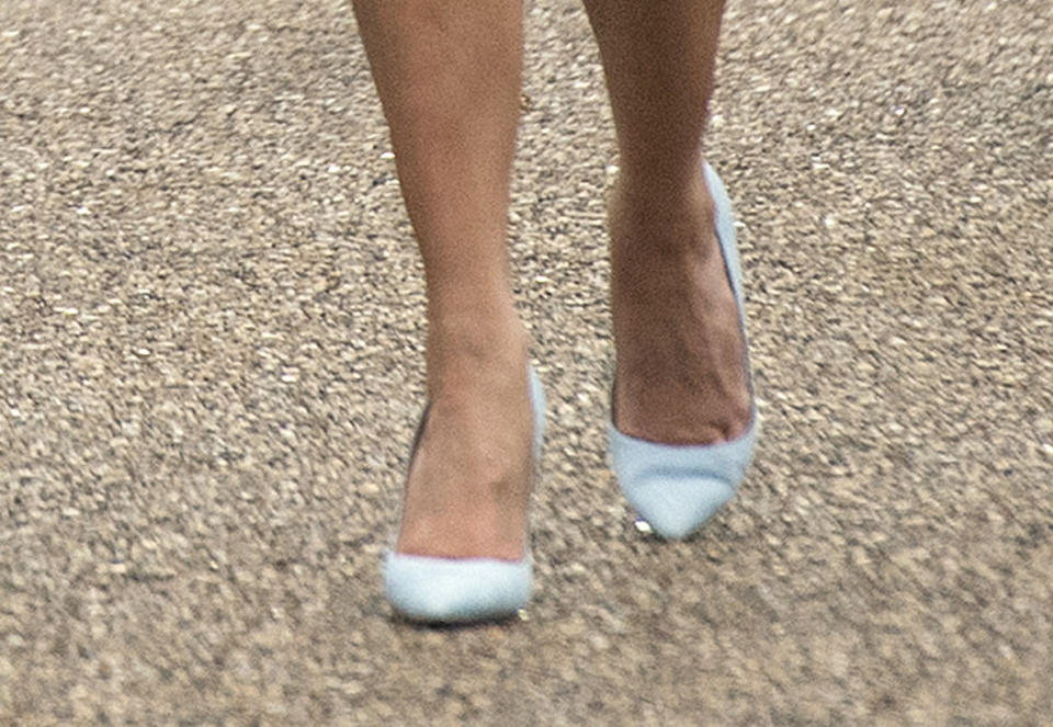 Melania Trump's blue shoes as seen at the 2017 inauguration of her husband President Donald Trump