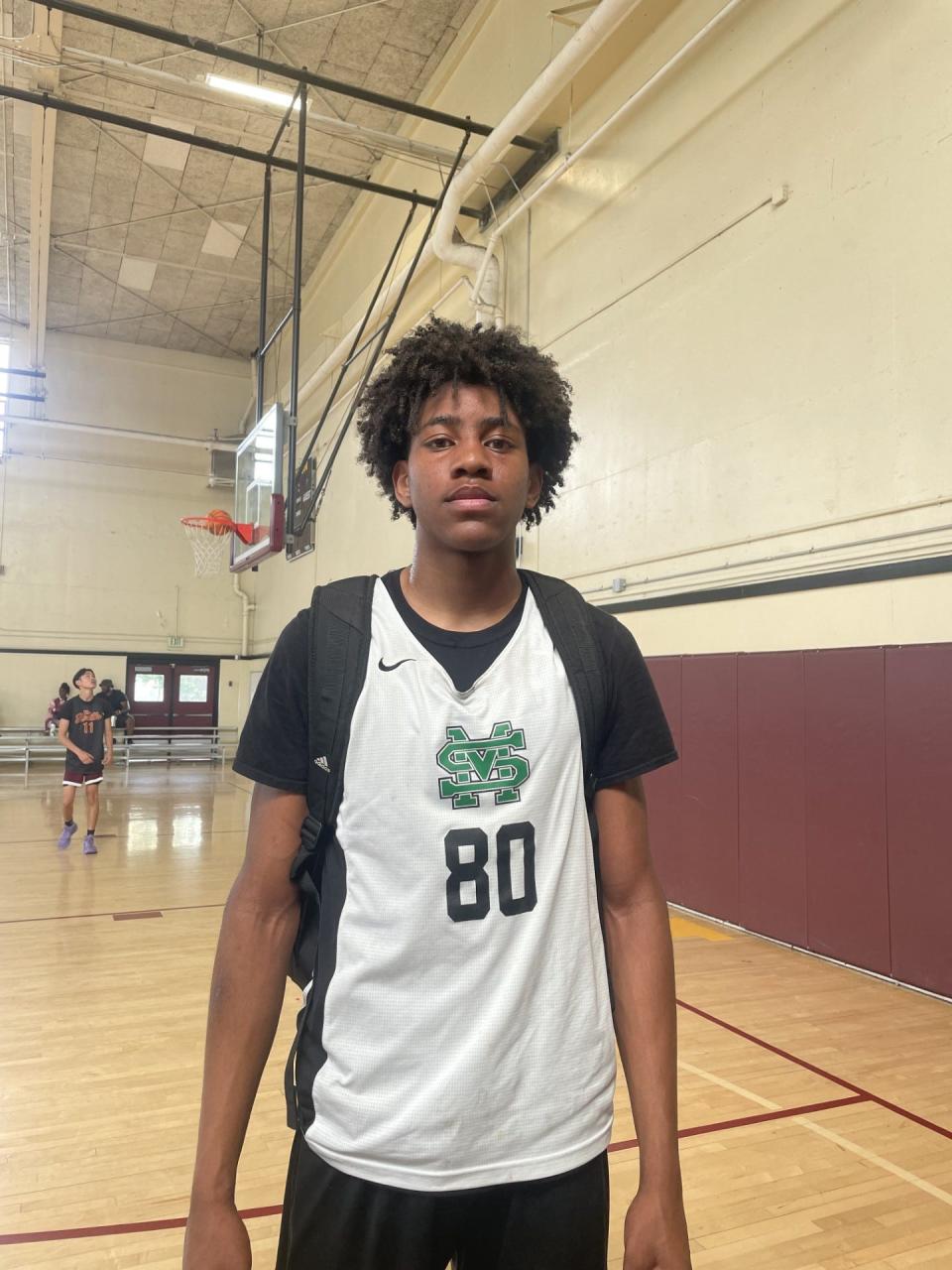 Cayden Ward of St. Mary's basketball poses for a photo after a game at Edison High School for the Modesto Christian Summer Classic.